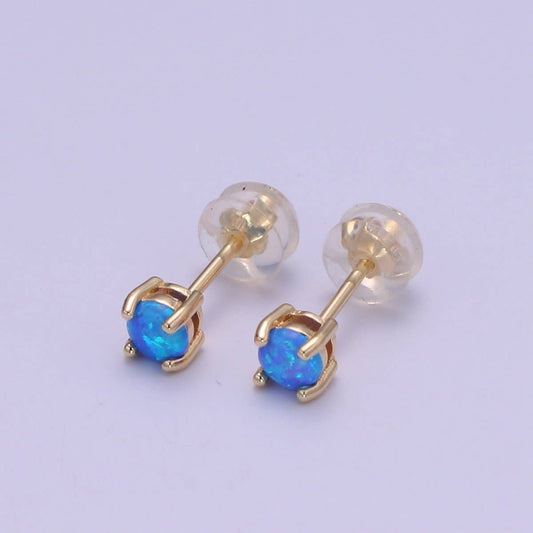 Opal Stud Earrings - Spiral Circle