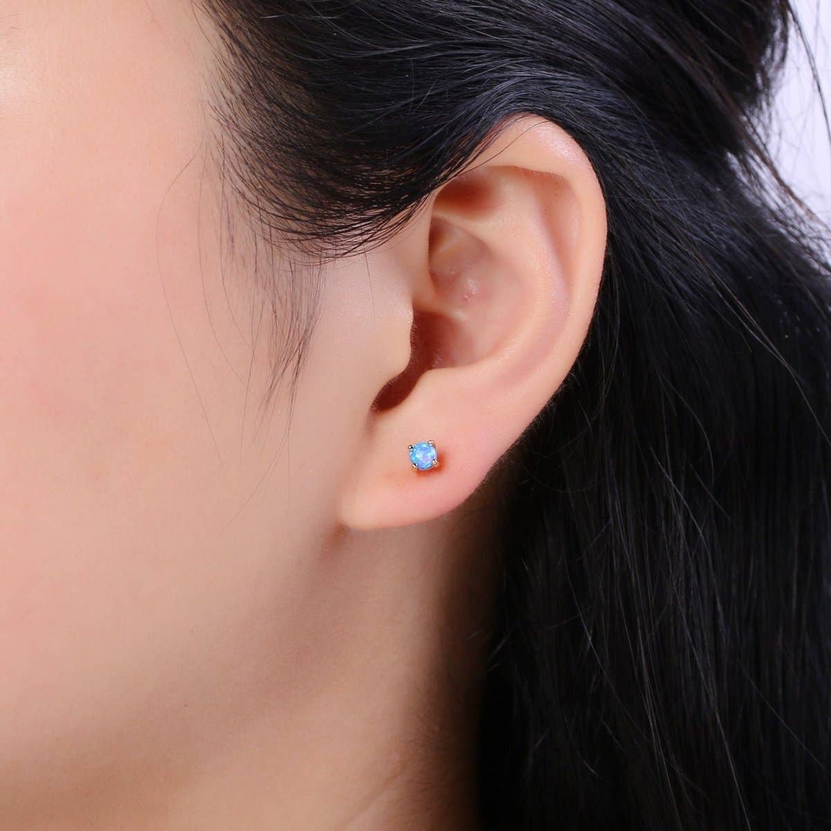 Opal Stud Earrings - Spiral Circle