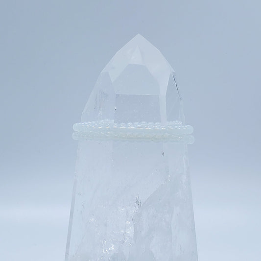 Opalite | Energy Clearing and Business Success | Stone Beaded Bracelet | 4mm | O - Spiral Circle