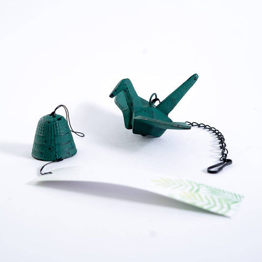 Origami Crane Furin Bell Windchime Green (1/16) - Spiral Circle
