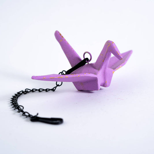 Origami Crane Furin Bell Windchime Pink (1/16) - Spiral Circle