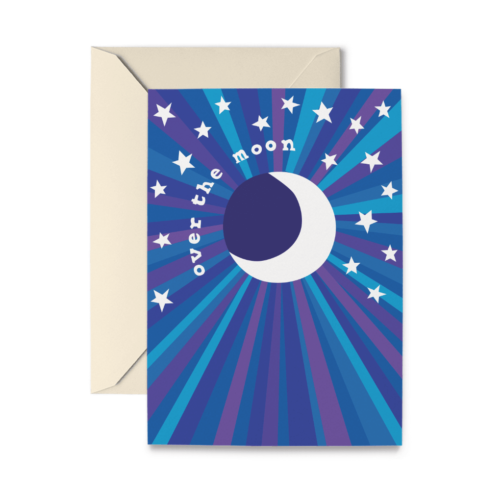Over The Moon Greeting Card - Spiral Circle