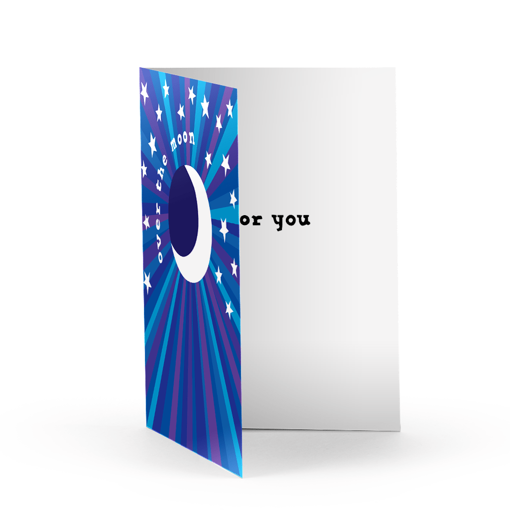 Over The Moon Greeting Card - Spiral Circle