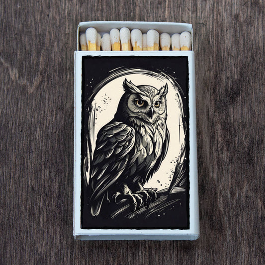 Owl and Moon Matchbox | Decorative Matches - Spiral Circle