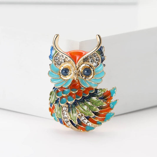 Owl Brooch - Spiral Circle