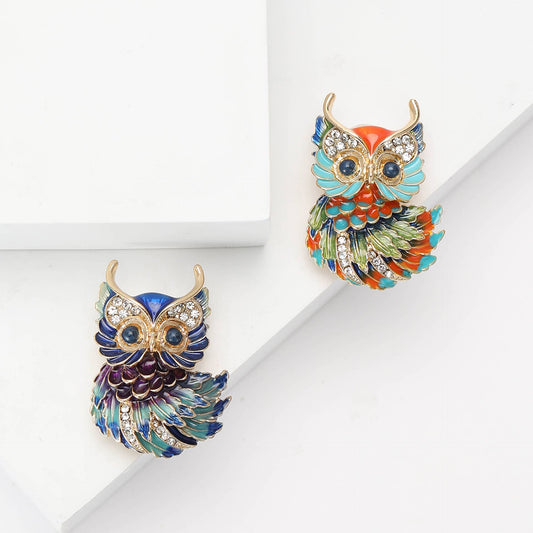 Owl Brooch - Spiral Circle