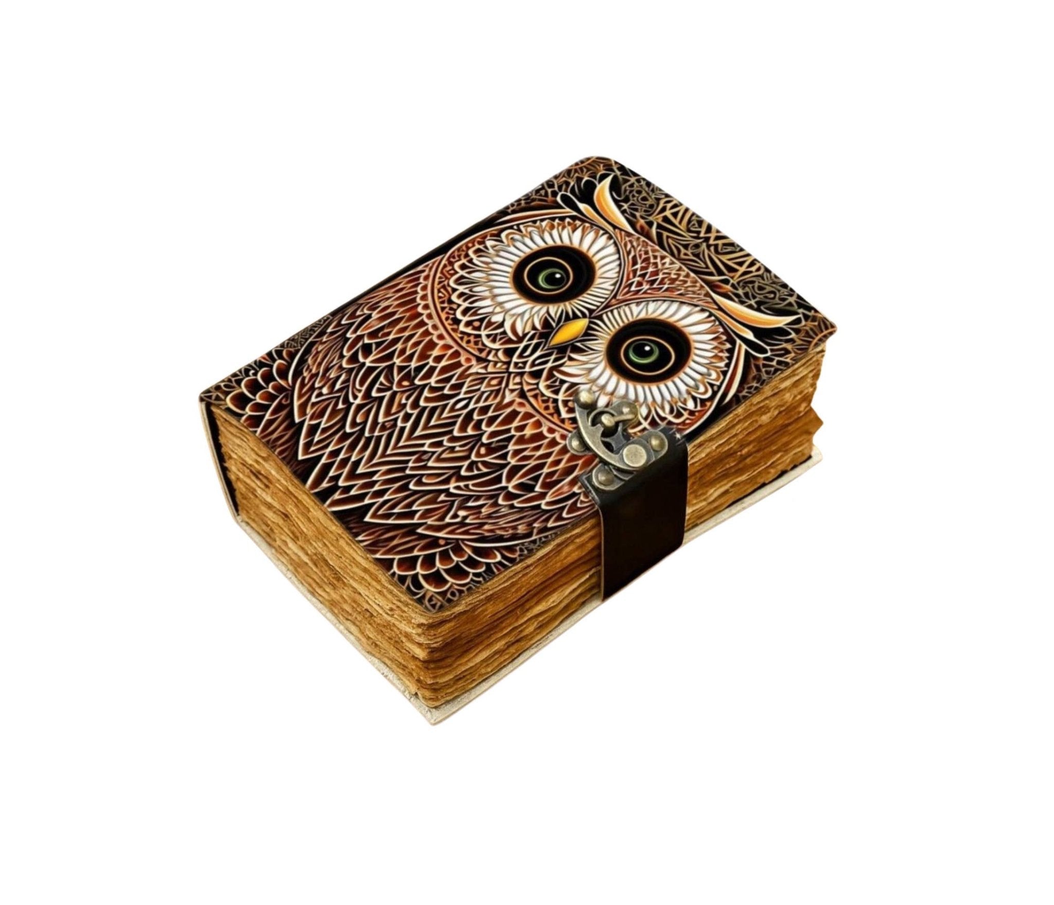 Owl Leather Journal Celtic Gothic Journal Notebook Journal - Spiral Circle