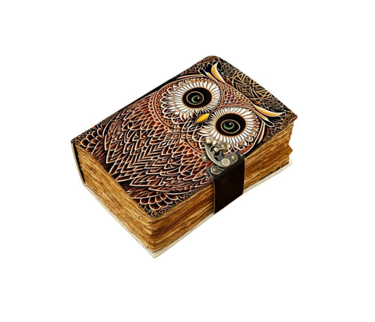 Owl Leather Journal Celtic Gothic Journal Notebook Journal - Spiral Circle