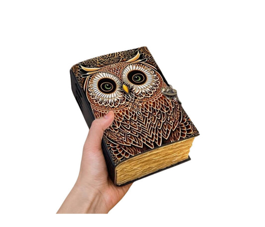 Owl Leather Journal Celtic Gothic Journal Notebook Journal - Spiral Circle