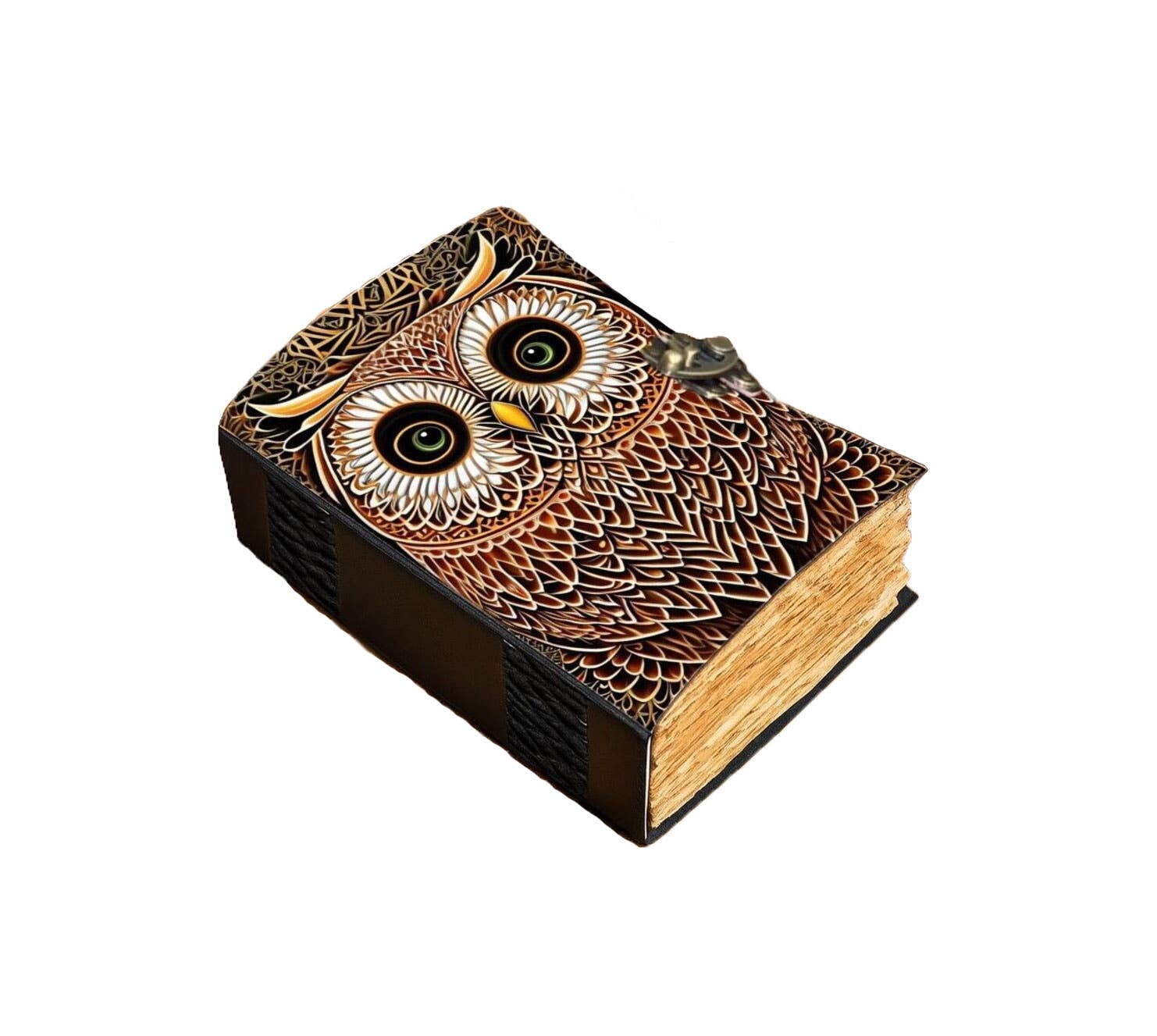 Owl Leather Journal Celtic Gothic Journal Notebook Journal - Spiral Circle