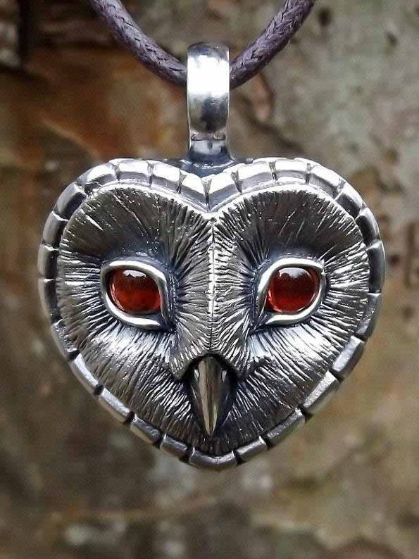 Owl Pendant Necklace - Spiral Circle