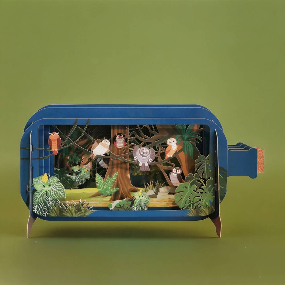 Owls | Message in a Bottle Pop Up Card - Spiral Circle