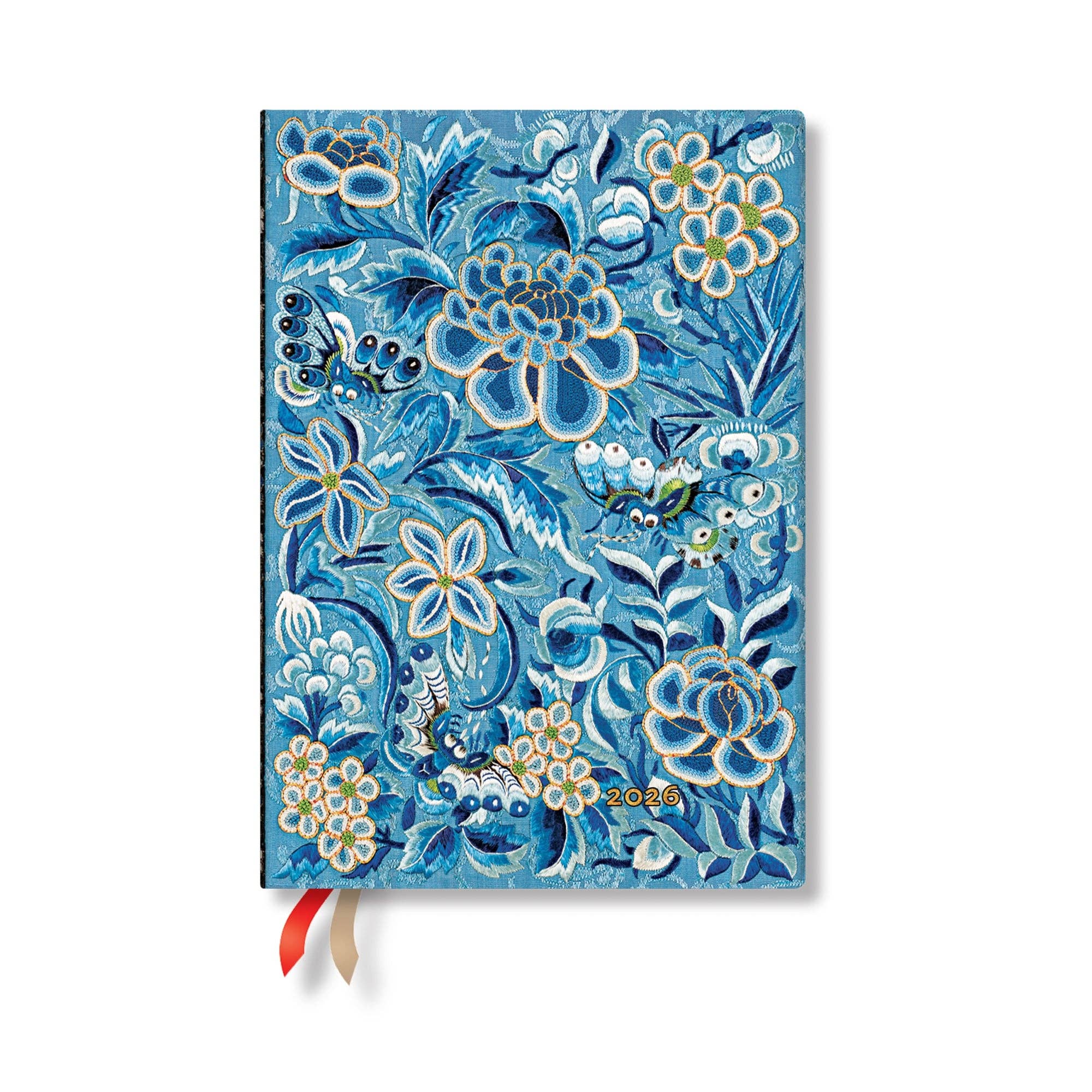 Paperblanks 2026 Blue Willow Midi Vertical Flexi 12M Plnr - Spiral Circle