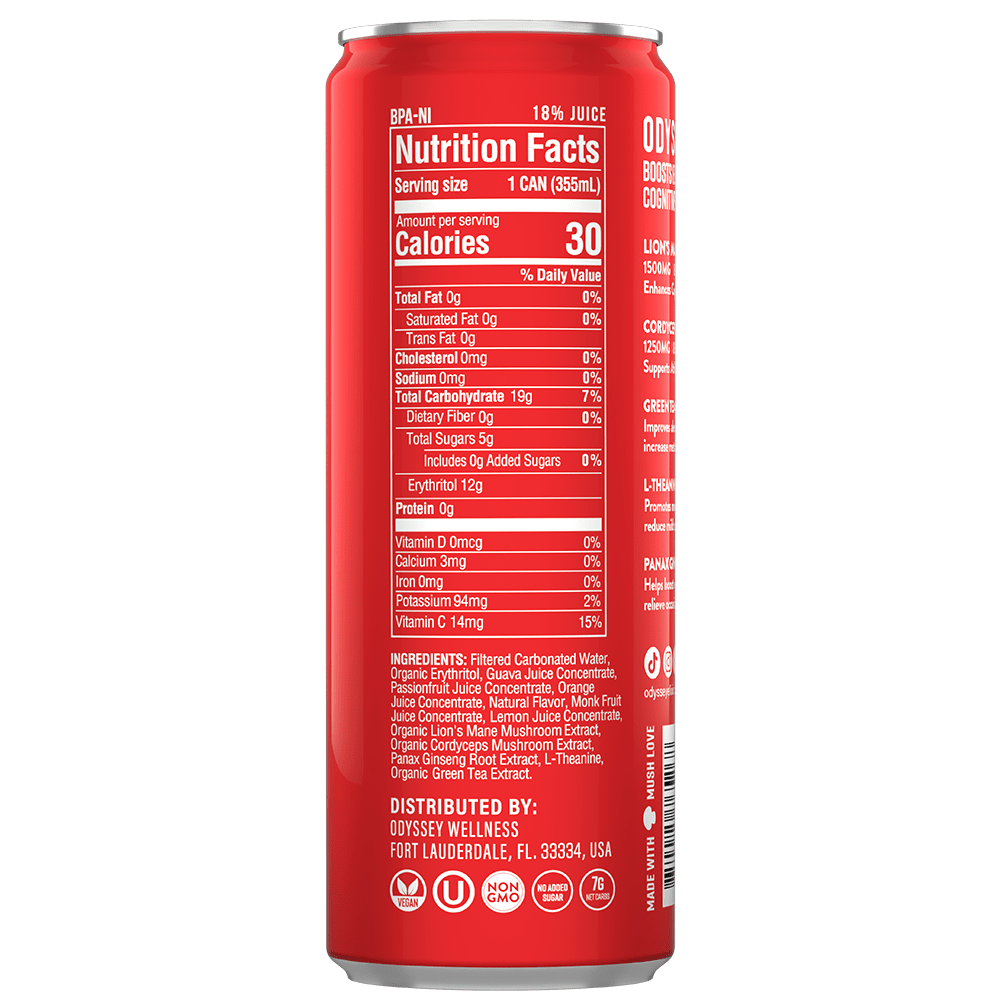 Passion Fruit Orange Guava 85mg Sparkling Mushroom Energy - Spiral Circle