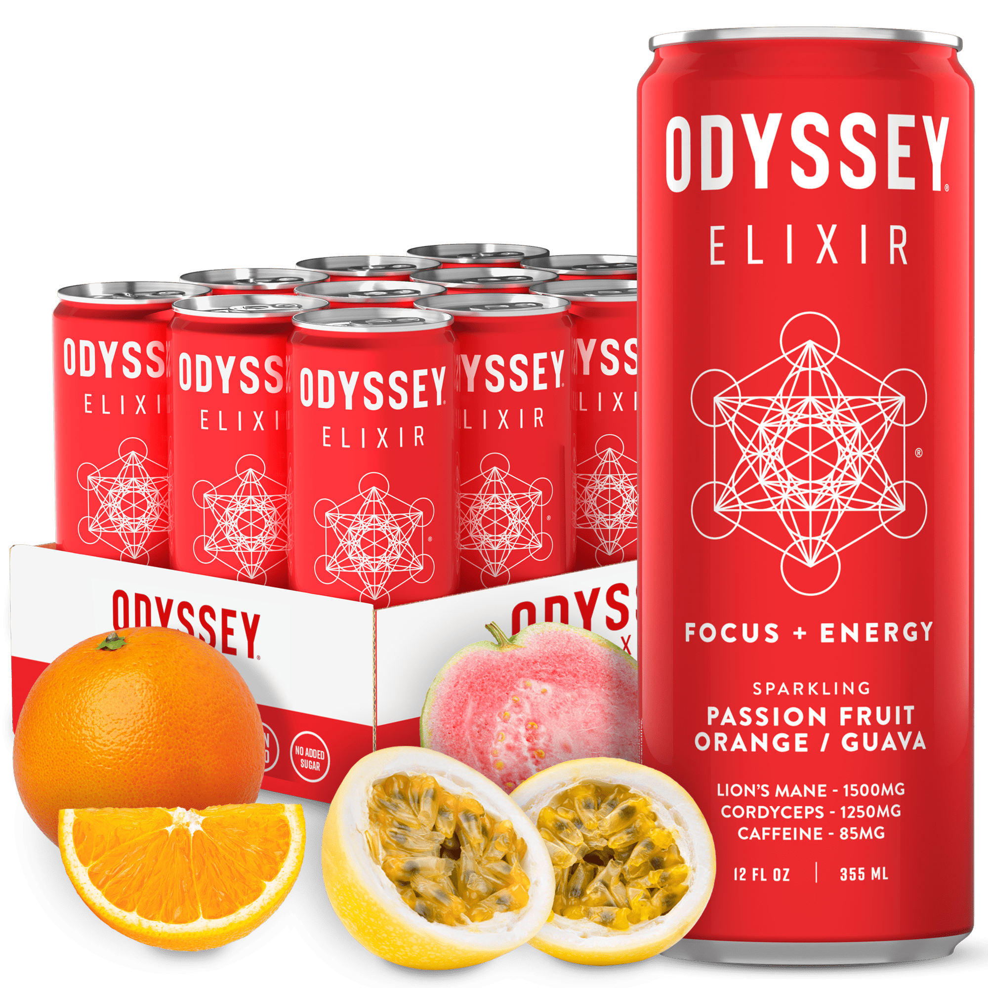 Passion Fruit Orange Guava 85mg Sparkling Mushroom Energy - Spiral Circle