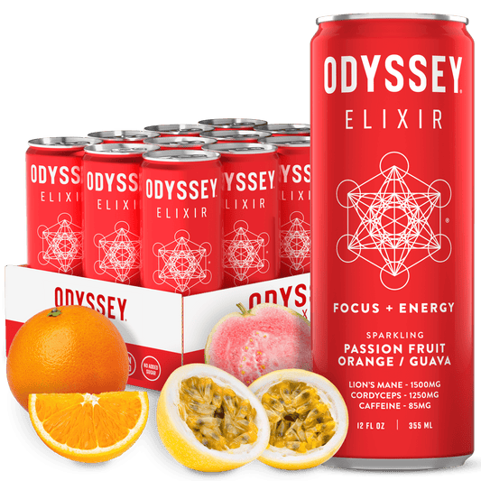 Passion Fruit Orange Guava 85mg Sparkling Mushroom Energy - Spiral Circle