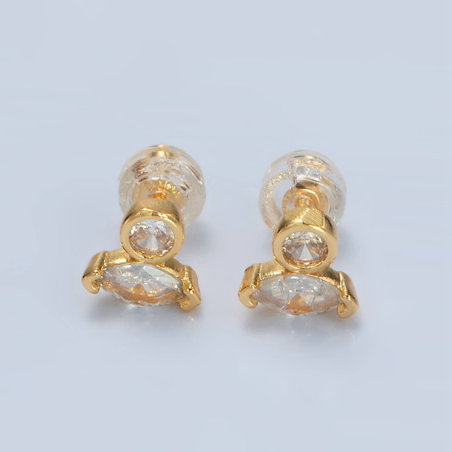 Pastel Marquise CZ Stud Earring | 24K Gold Plated - Spiral Circle