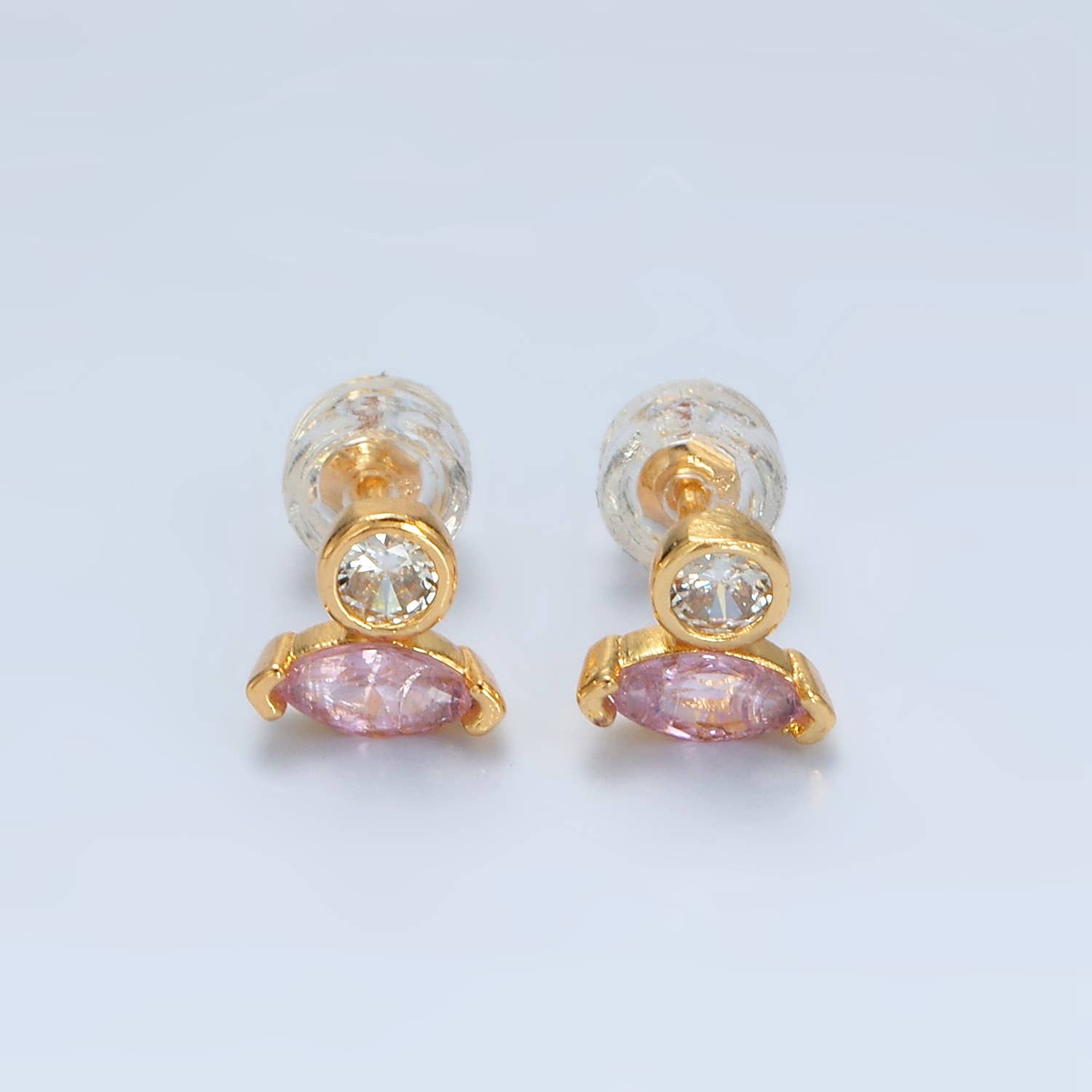 Pastel Marquise CZ Stud Earring | 24K Gold Plated - Spiral Circle