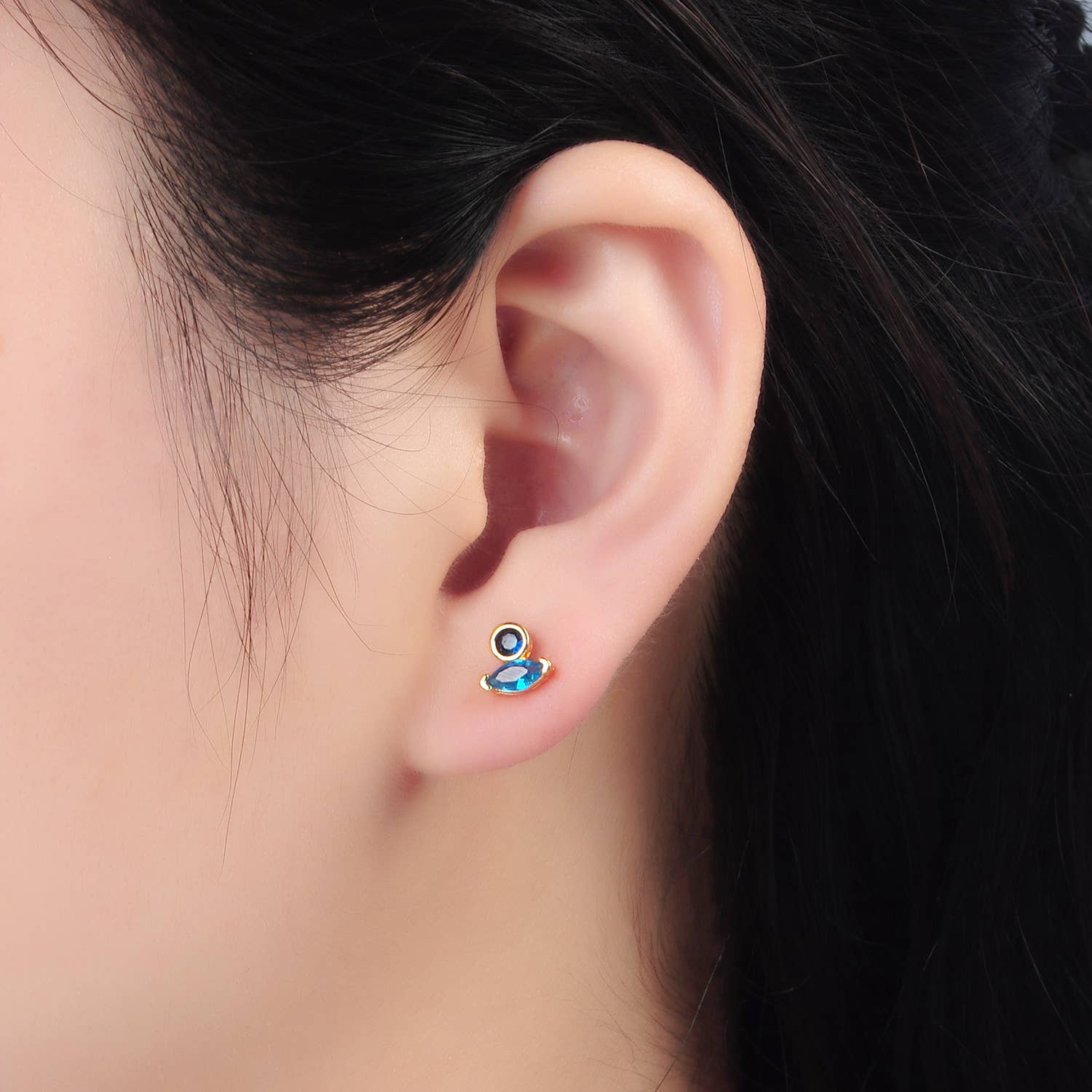 Pastel Marquise CZ Stud Earring | 24K Gold Plated - Spiral Circle