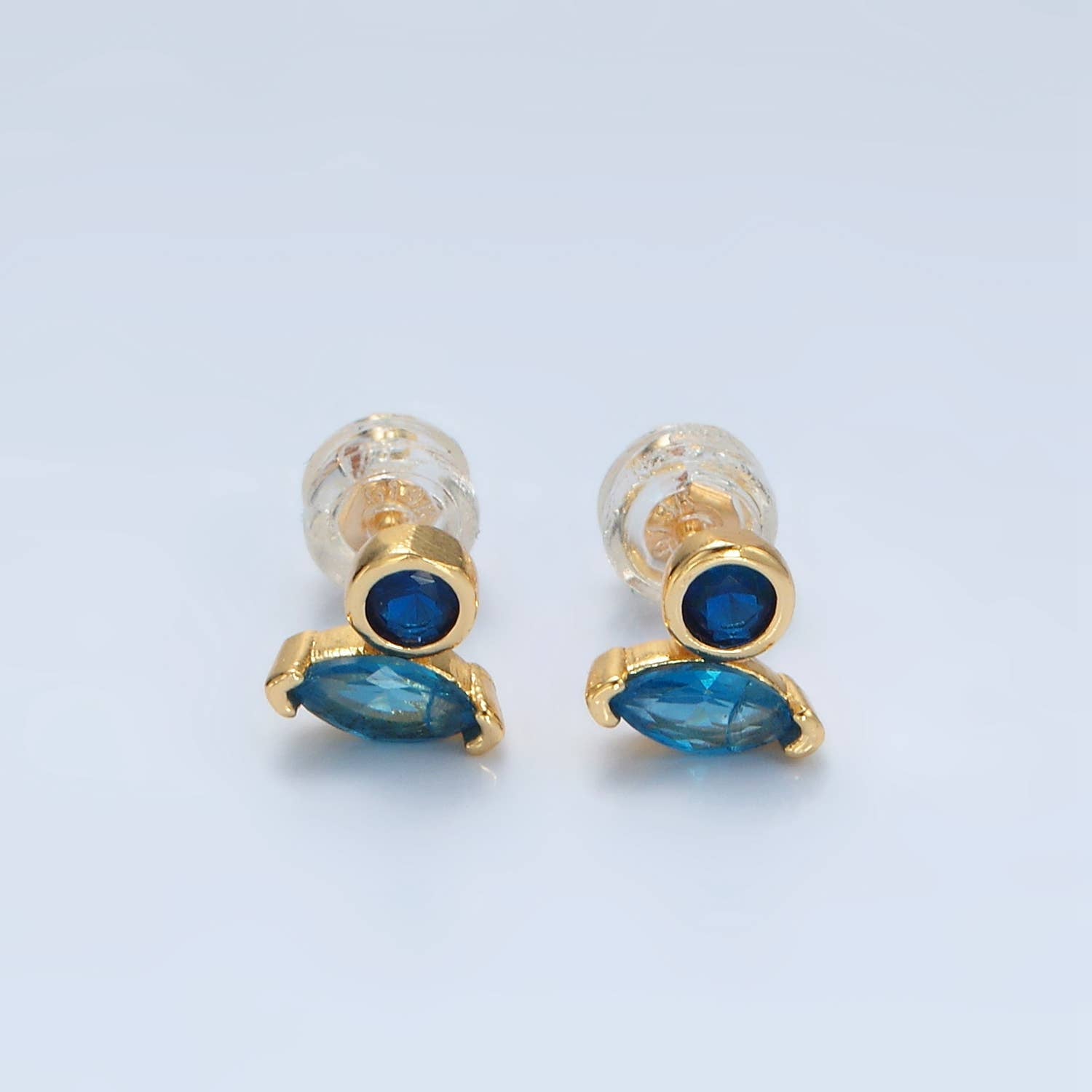 Pastel Marquise CZ Stud Earring | 24K Gold Plated - Spiral Circle