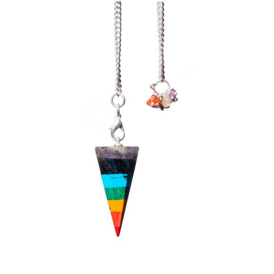 (PC)PENDULUM - HEXAGONAL CHAKRA LAYERS PLAIN CHAIN WITH CHIP - Spiral Circle