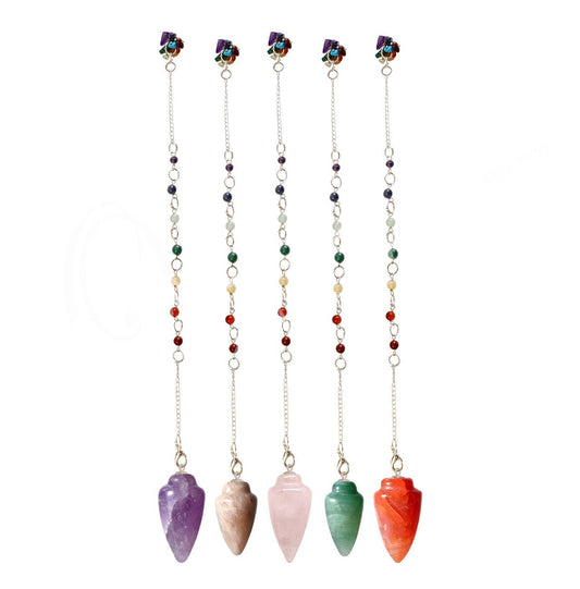 (PC)PENDULUM - TEARDROP MIXED STONES CHAKRA CHAIN 10"L - Spiral Circle