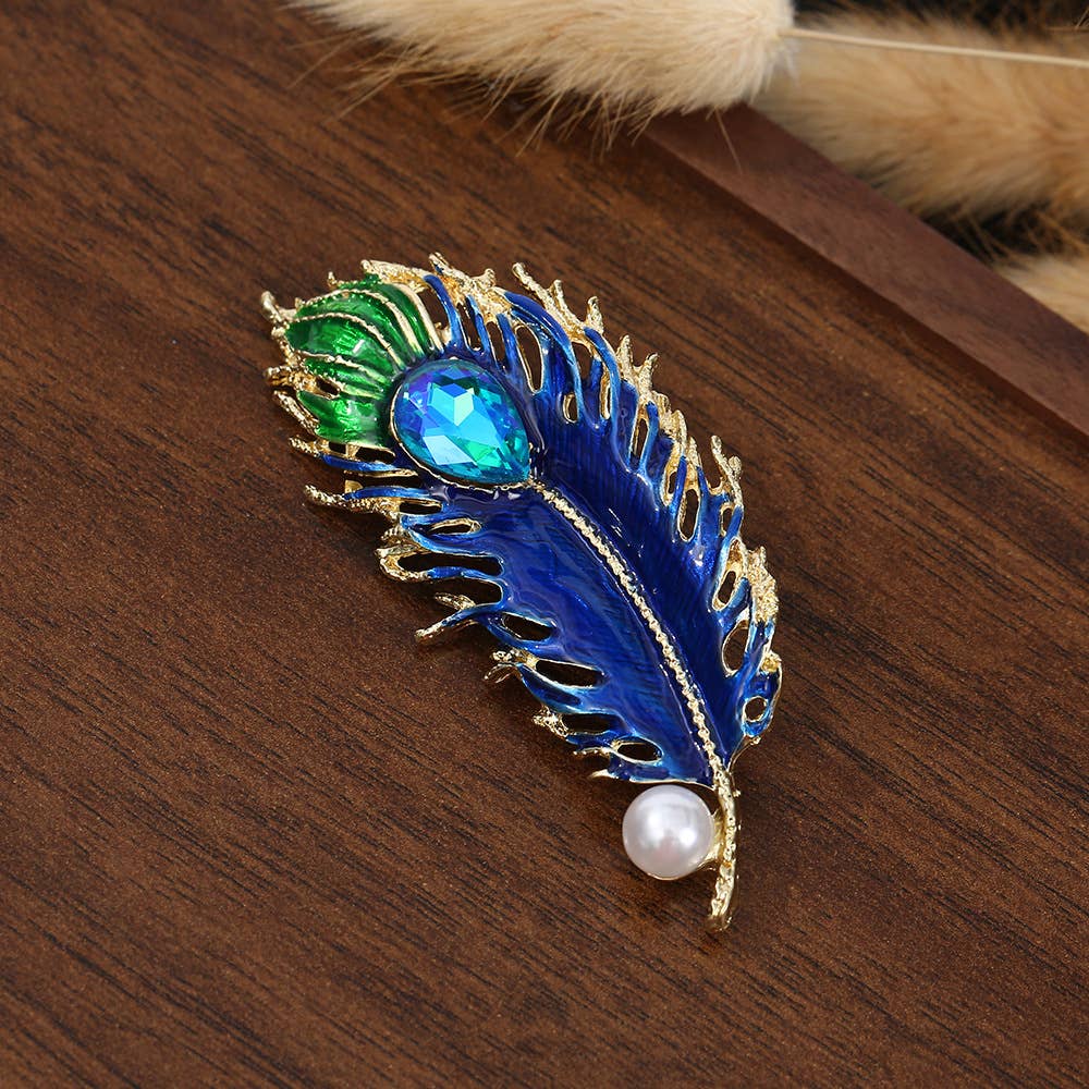 Peacock Feather Brooch - Spiral Circle