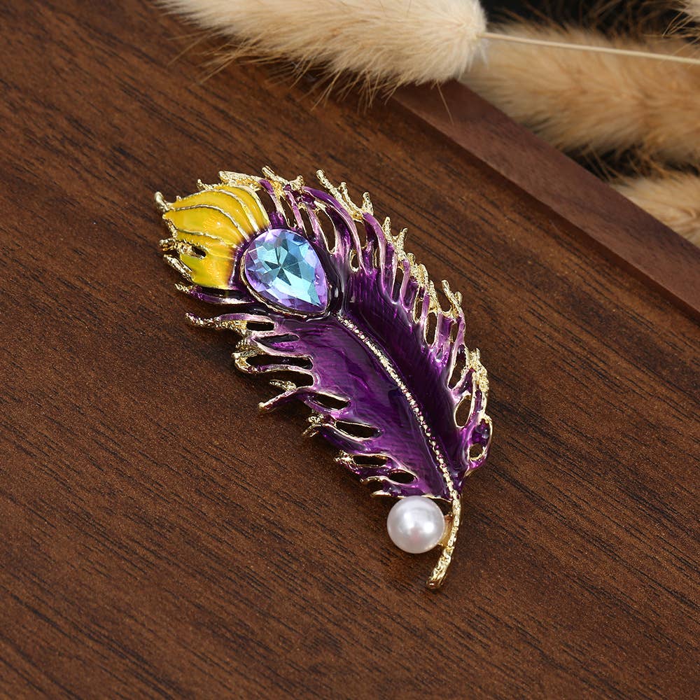 Peacock Feather Brooch - Spiral Circle