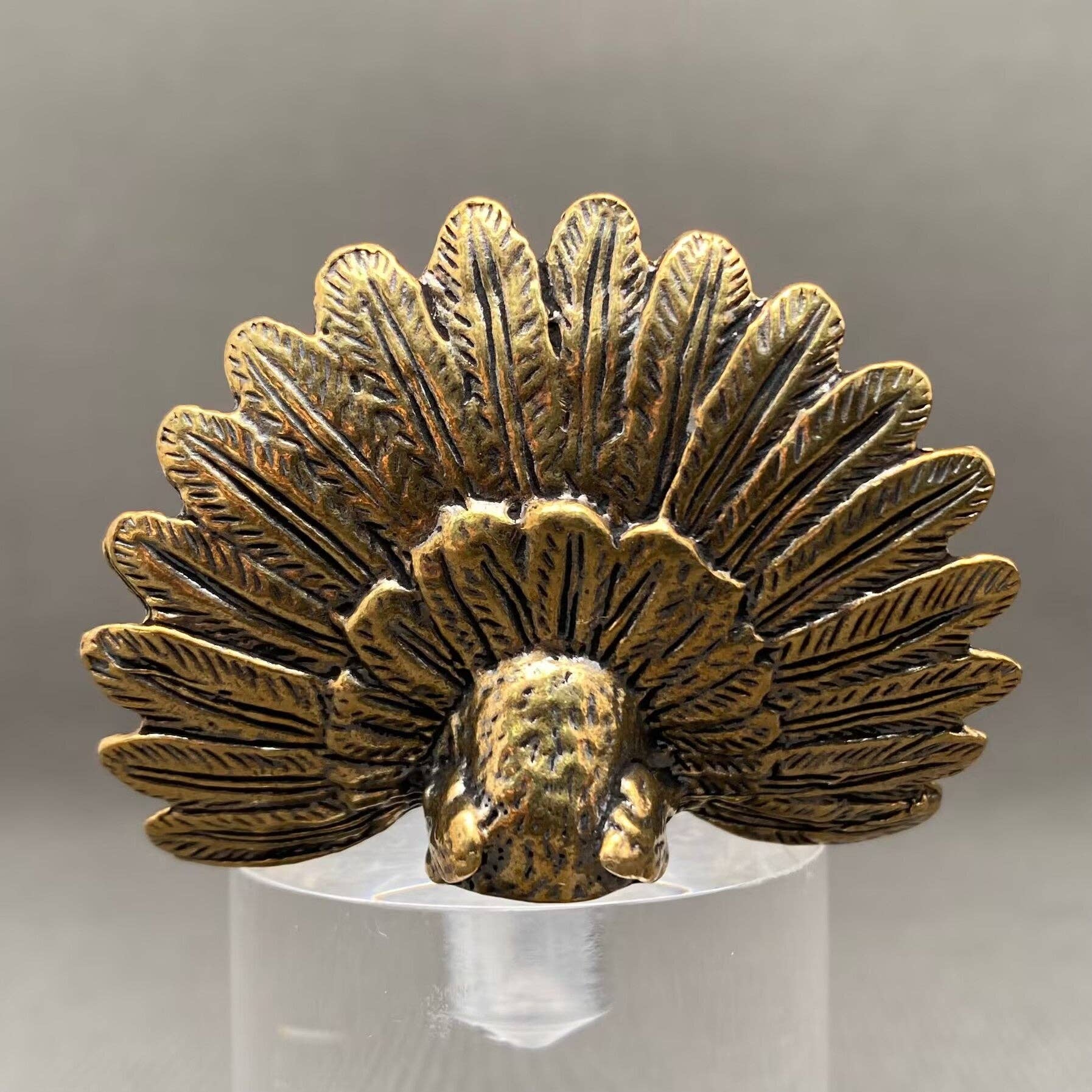 Peacock Spreading Its Tail | Brass Figurine - Spiral Circle