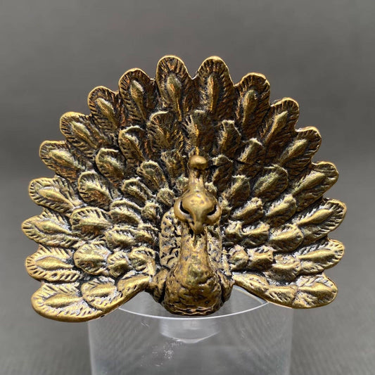 Peacock Spreading Its Tail | Brass Figurine - Spiral Circle