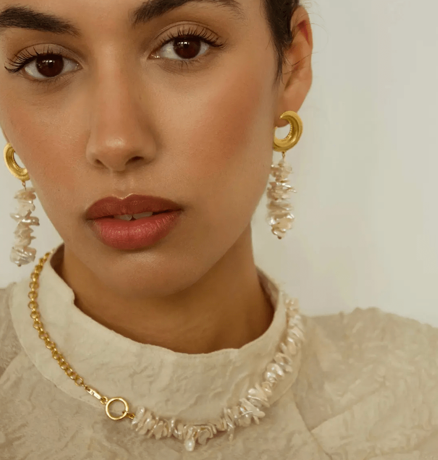  Pearls Earrings, Necklace Bracelet - Genuine Pearl - Spiral Circle