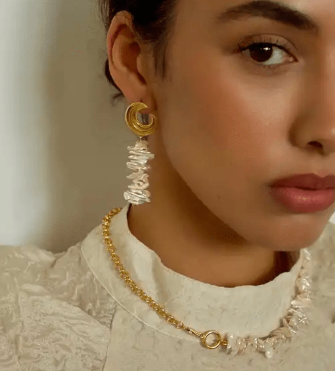  Pearls Earrings, Necklace Bracelet - Genuine Pearl - Spiral Circle