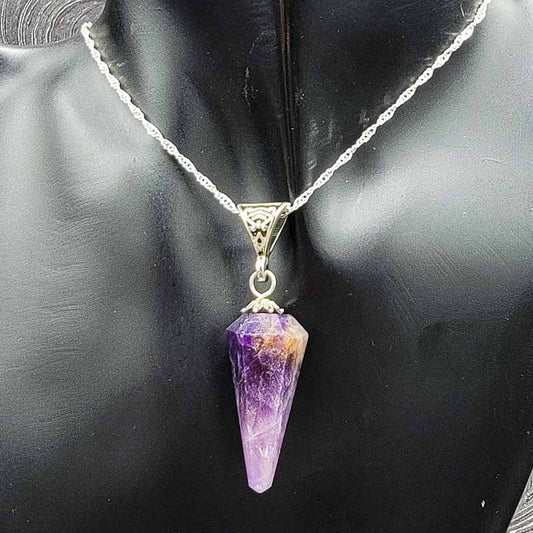 Pendulum Necklace | Silver Chain - Spiral Circle