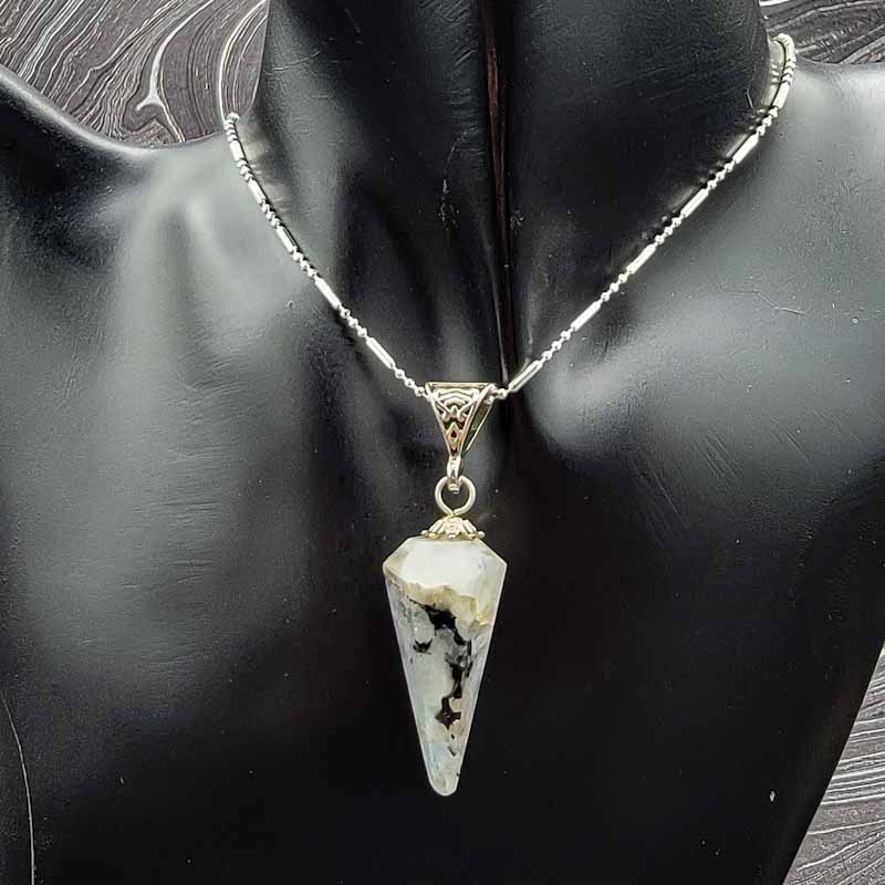 Pendulum Necklace | Silver Chain - Spiral Circle