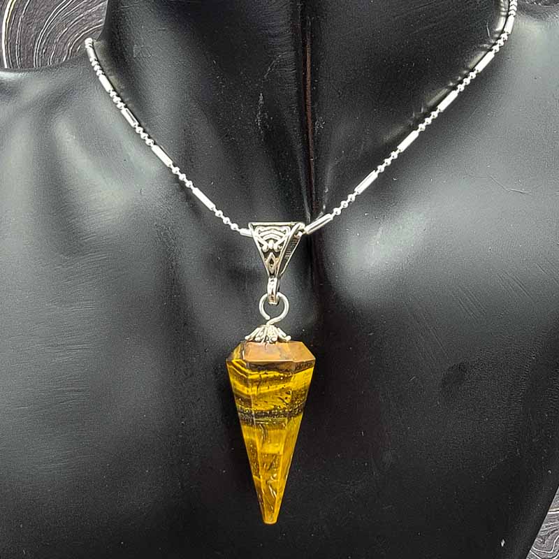 Pendulum Necklace | Silver Chain - Spiral Circle