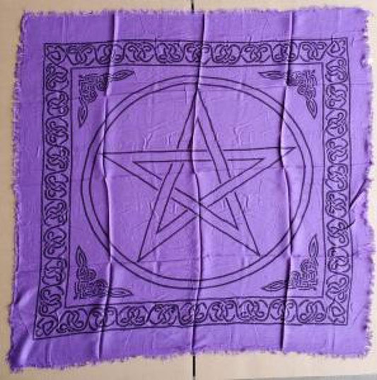 Pentagram Altar Cloth 36x36" Purple/Black - Spiral Circle