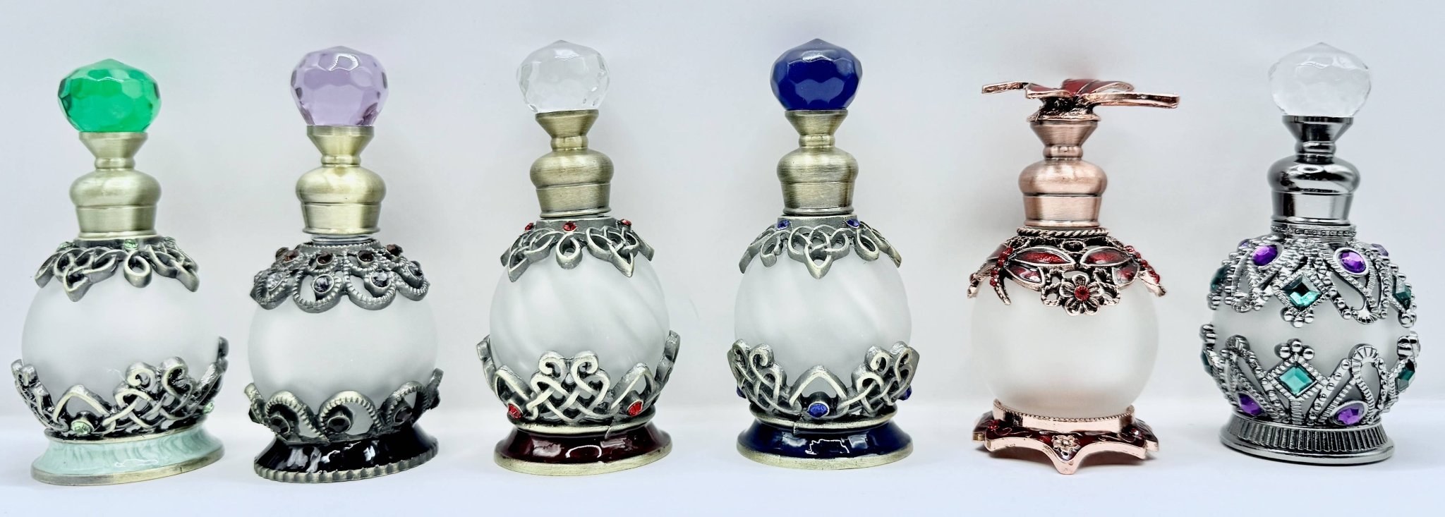 Perfume Bottle - 15ml Round, Green - Spiral Circle