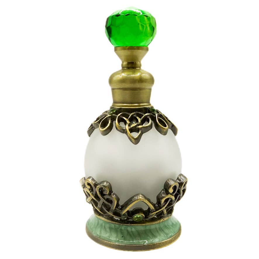 Perfume Bottle - 15ml Round, Green - Spiral Circle