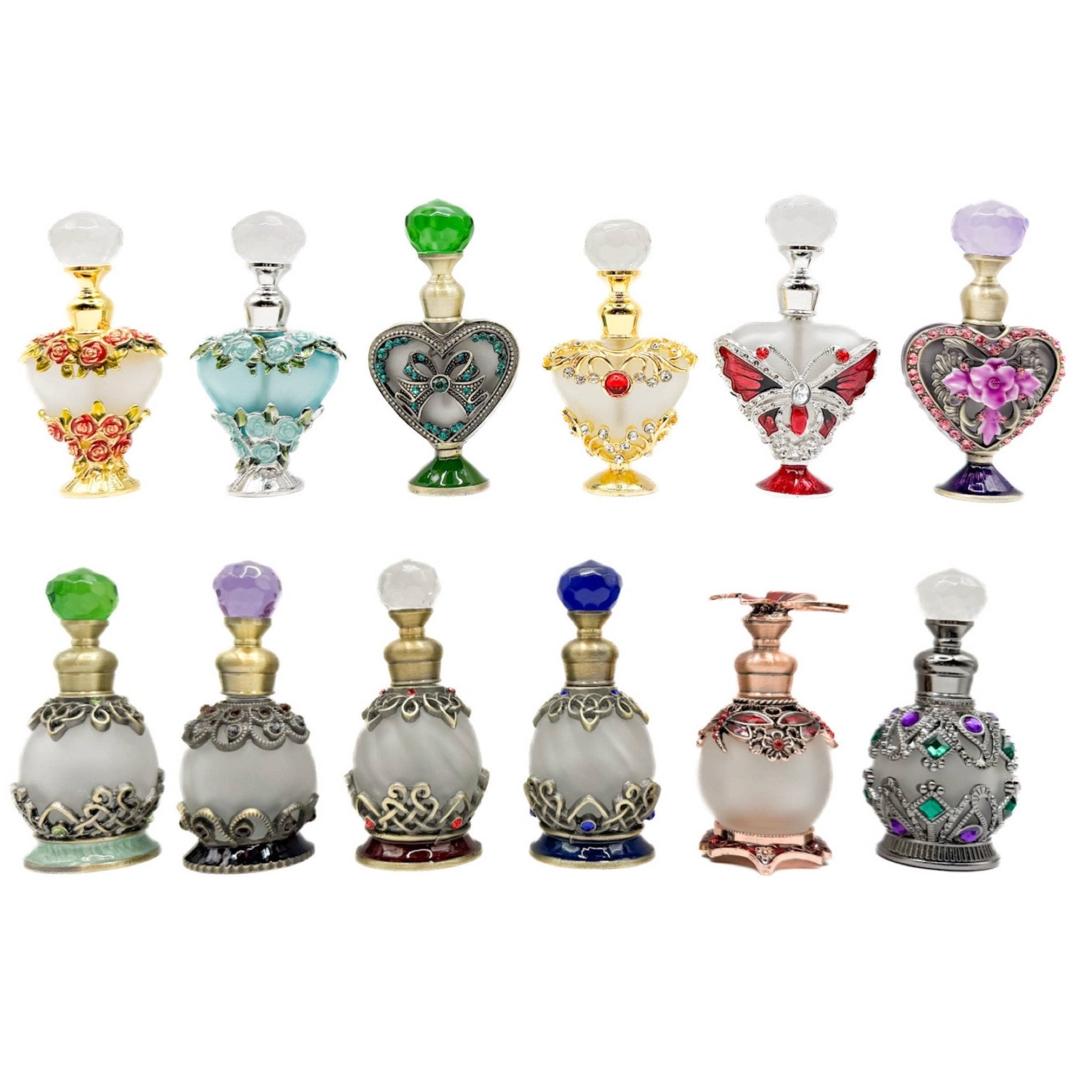 Perfume Bottle - 15ml Round, Green - Spiral Circle