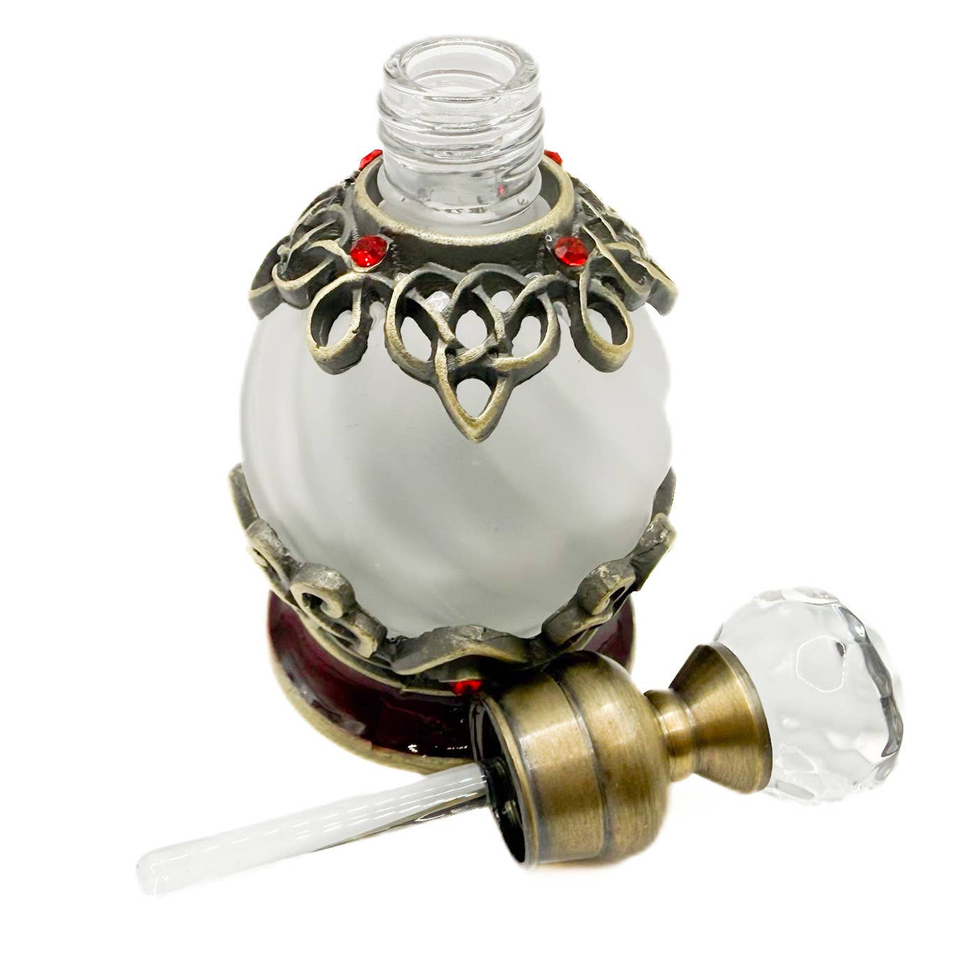 Perfume Bottle - 15ml Round, Green - Spiral Circle