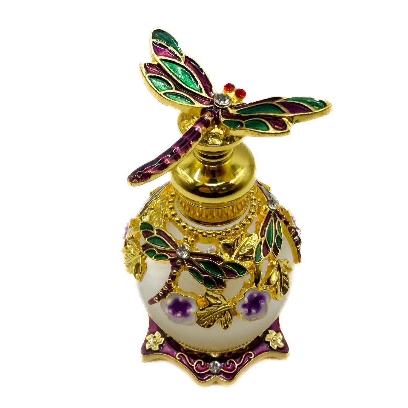 Perfume Bottle - 15ml Round, Lavender Dragonfly - Spiral Circle