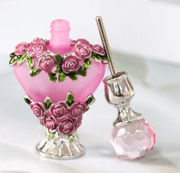 Perfume Bottle - 15ml Round, Purple, Green, Pewter - Spiral Circle