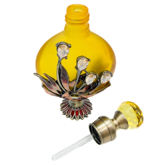 Perfume Bottle - Style 14 Yellow/Lilies - Spiral Circle