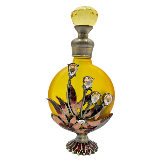Perfume Bottle - Style 14 Yellow/Lilies - Spiral Circle