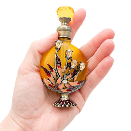 Perfume Bottle - Style 14 Yellow/Lilies - Spiral Circle
