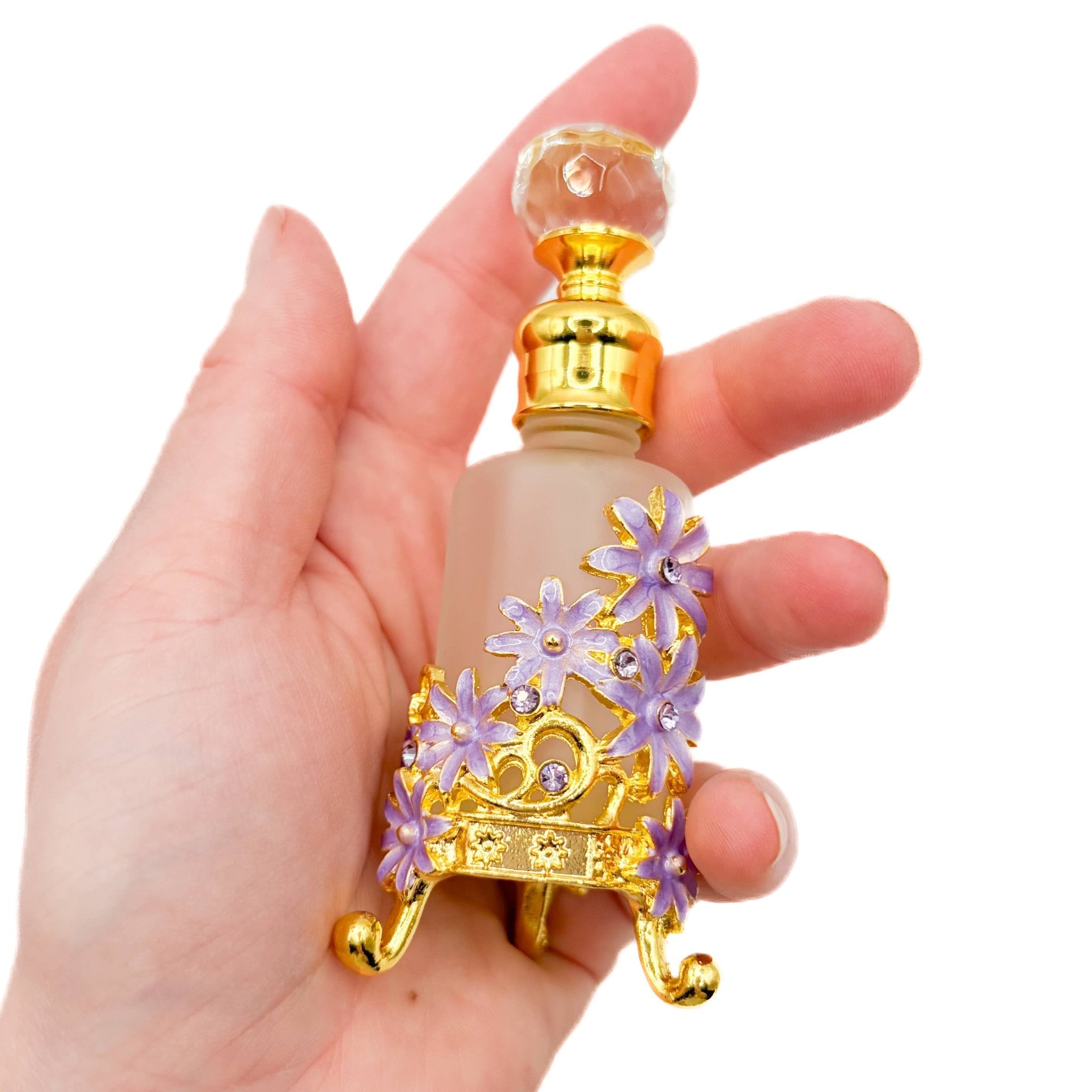 Perfume Bottle - Style 15 - Purple Flower - Spiral Circle