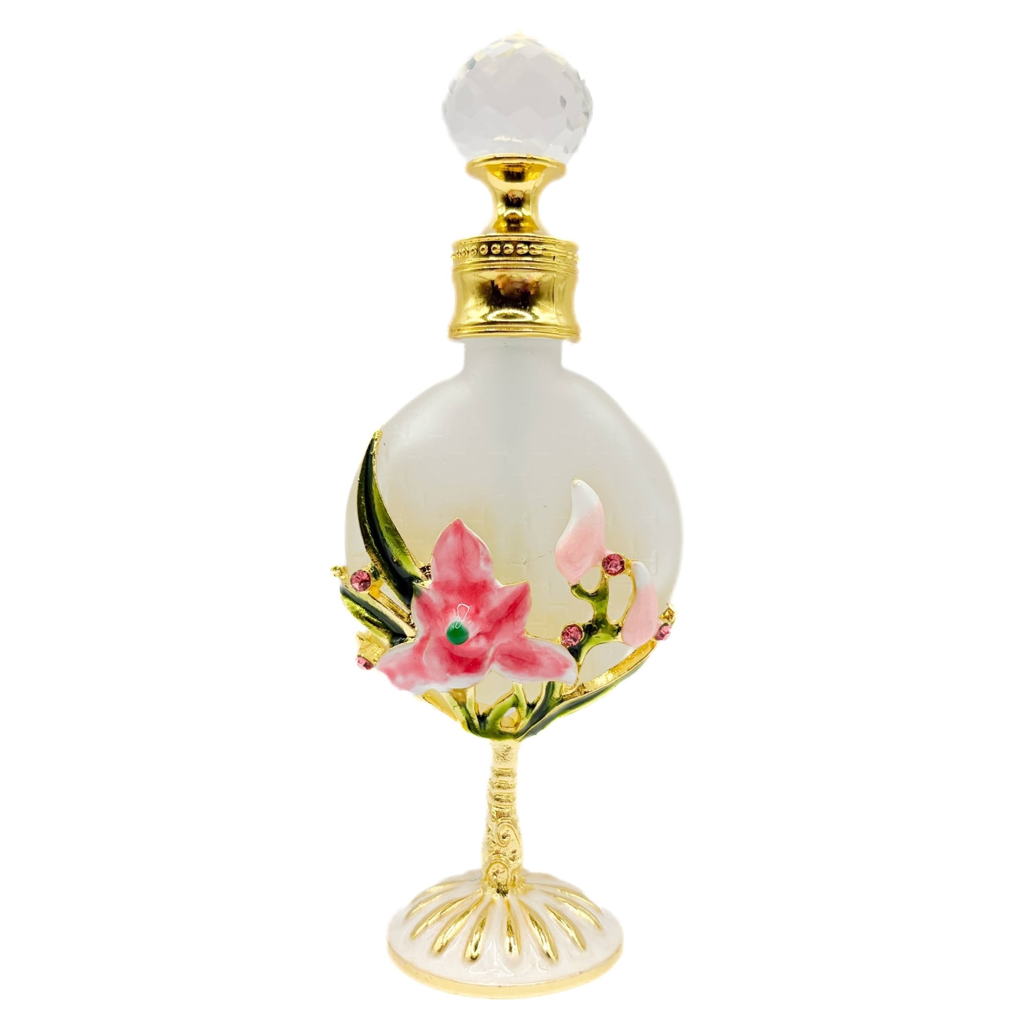 Perfume Bottle - Style 19 - Pink Lilies - Spiral Circle