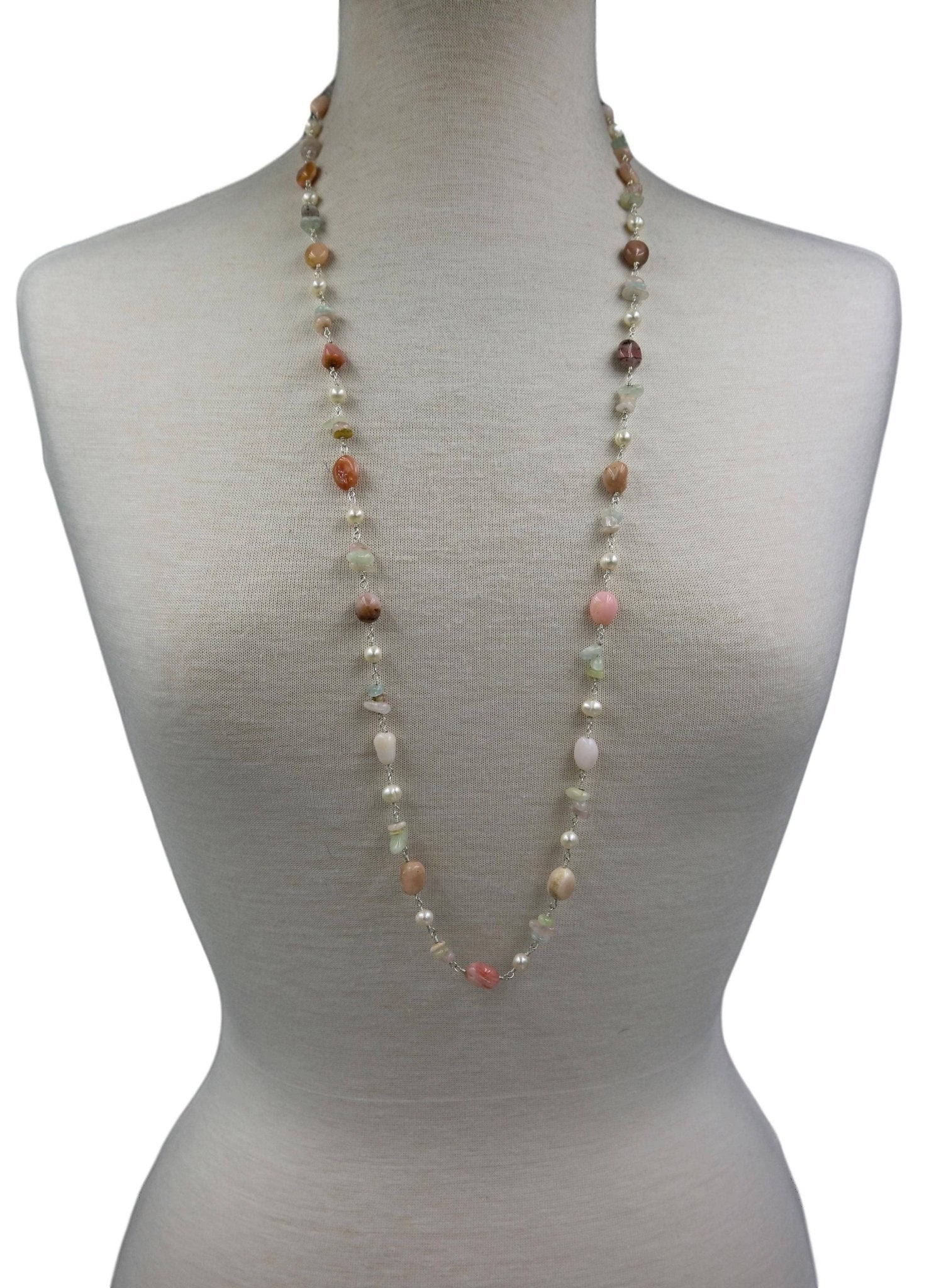 Pink Opal & Morganite Necklace - Spiral Circle