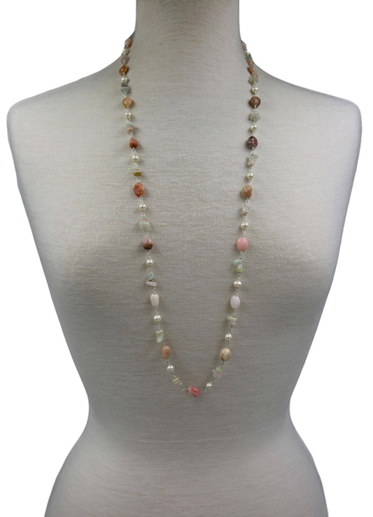Pink Opal & Morganite Necklace - Spiral Circle