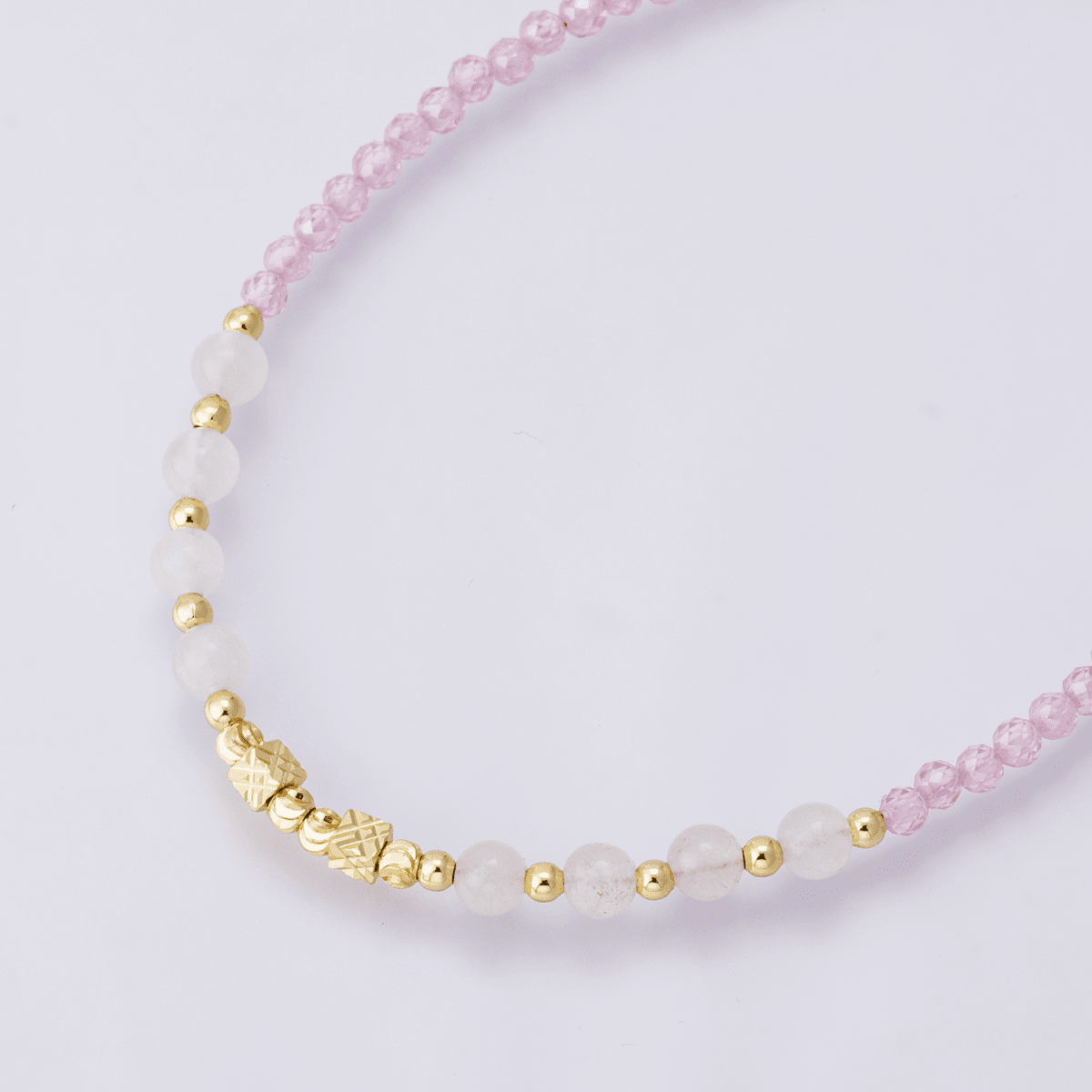 Pink Quartz 16.5 Inch Necklace - Spiral Circle